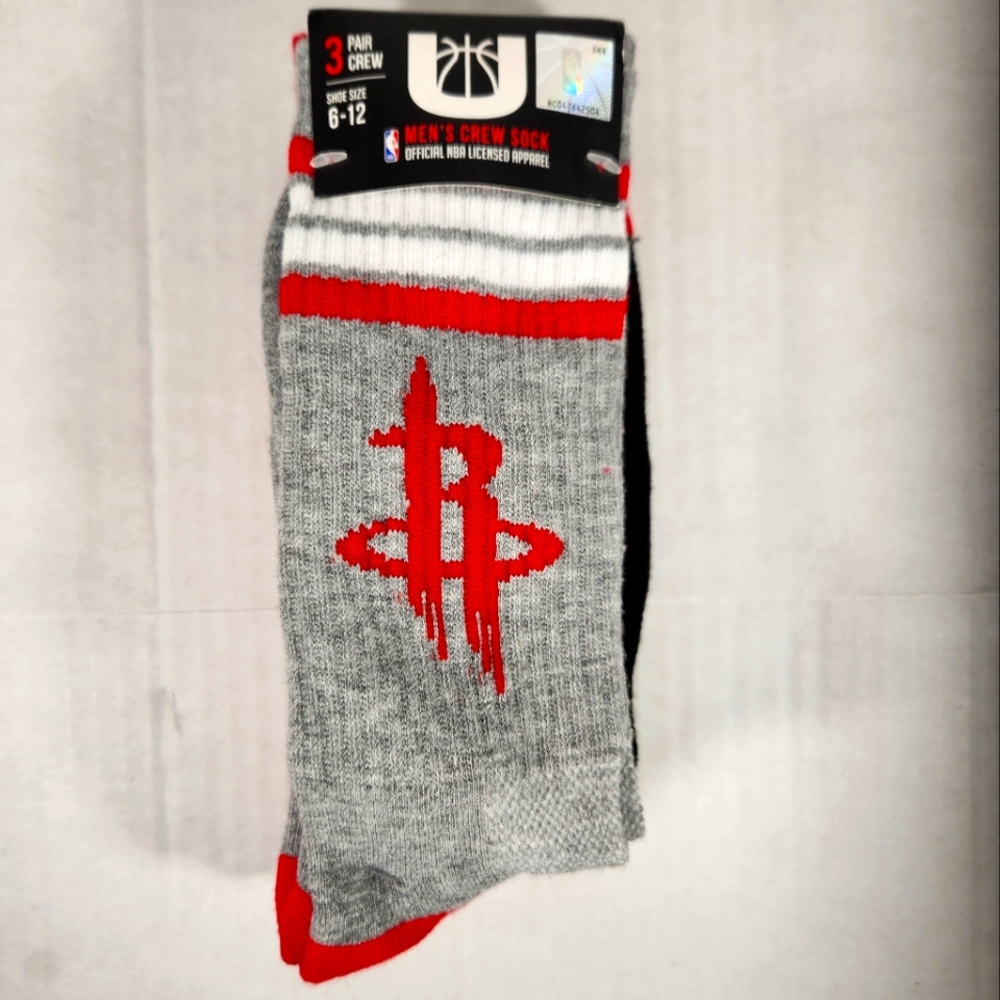 NWT Men's Houston Rockets Ultra 3 Pairs Crew Socks